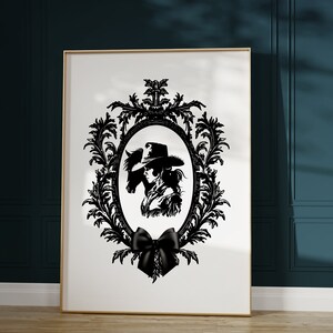 Western Gothic Room Decor, Cowgirl Wall Art, Coquette Room Decor, Black and Cream Wall Art, Old Money Aesthetic, Gothic Cowgirl