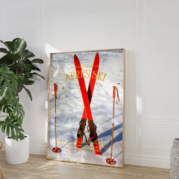 Ski Wall Art, Ski Poster, Newspaper Wall Art, Magazine Cover, Après Ski, Ski Art, Ski Decor, Bar Cart Sign, Printable Wall Art