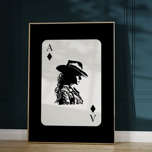 Western Gothic Room Decor, Cowgirl Wall Art, Western Playing Card Wall Art, Gothic Locket Cameo, y2k room Decor, Printable Wall Art