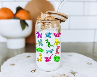 Clowncore Glass Can, Clowncore Mug, Iced Coffee Glass, Can Shaped Glass, ClowncoreTumbler, Glass Tumblers with Bamboo Lid