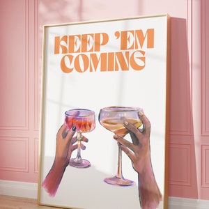 Happy Hour Print, Retro Cocktail Wall Print, Martini Wall Art, Martini Cocktail Art Print, Magazine Cover, Bar Cart Print, Bar Cart Sign