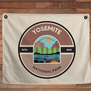 Yosemite National Park Banner | Home Decor | National Park | Travel Decor | Wall Hanging | Canvas Banner | Dorm | Kitchen | Living Room