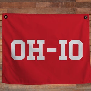 OH-IO Banner | Sports Decor | GameDay Banner | Stadium Banner | Home Decor | Ohio Banner | Football Decor | Man Cave Decor | Bar Decor