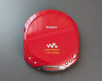 Vintage Sony CD Walkman D-E220 / Reproductor de discman portátil / Rojo / Probado y funcionando