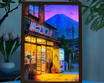 Fuji Mountain Convenience Store LED Light Box, Anime Wall Decor
