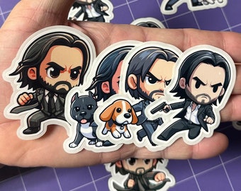 Pegatinas de vinilo brillante e impermeable de John Wick. 9 estilos en el set. **ENVÍO GRATIS**
