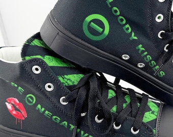 Type O Negative Bloody Kisses Women's Shoes – Gothic High Top Canvas Sneakers | Alt Rock Band Merch | Custom Fan Footwear