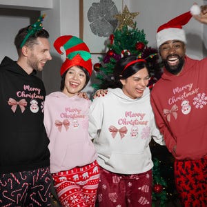 Merry Christmas Hooded Sweatshirt, Cozy Holiday Hoodie, Unisex Christmas Apparel, Festive Gift for Him or Her, Winter Hoodie Fashion