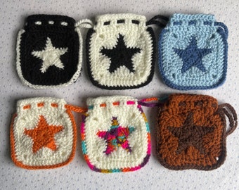 Crochet Drawstring Star Pouch