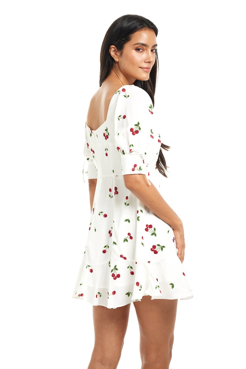 Vmodette 2 4 Short Dress Snow White Stripes Cherry