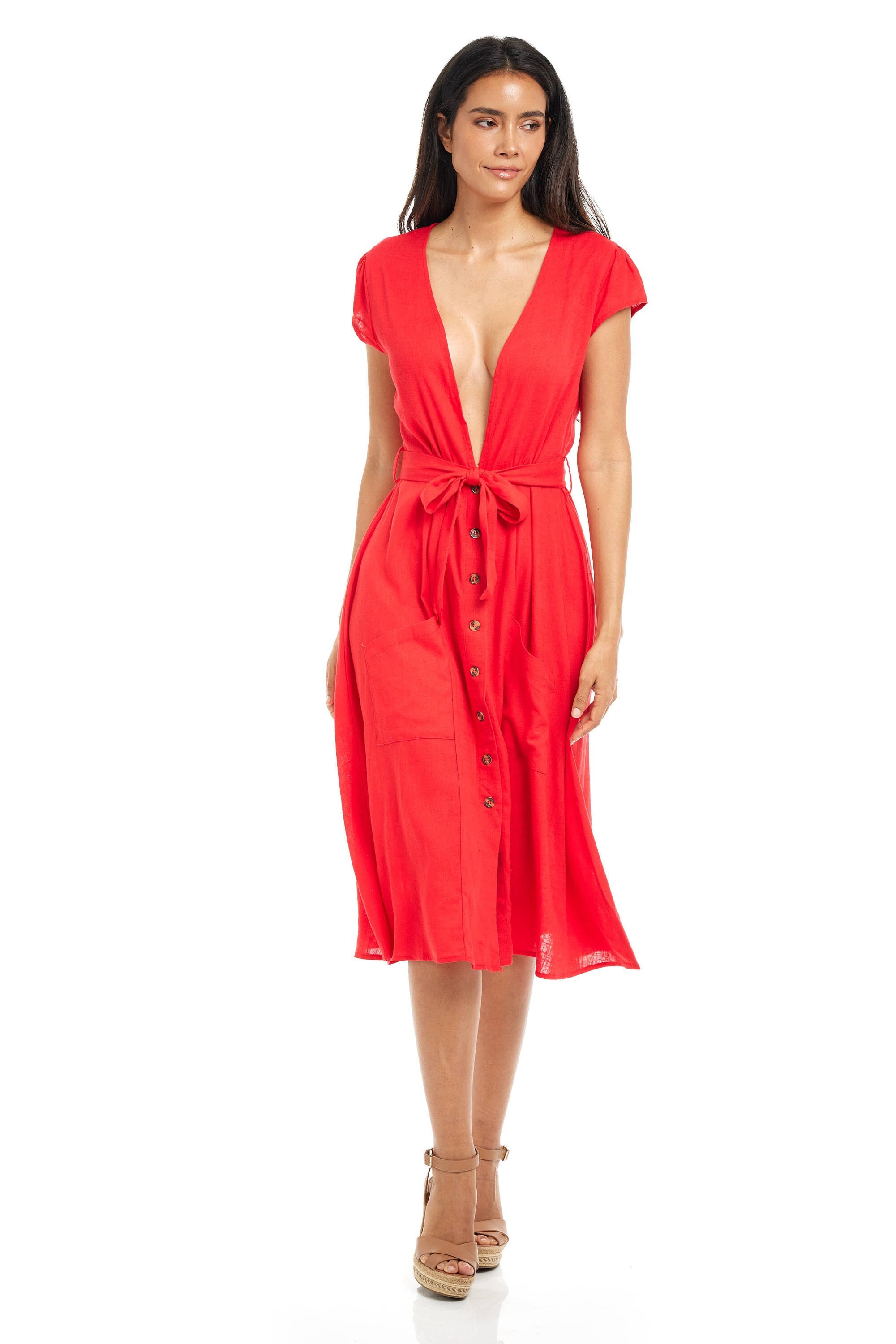 Red Plunging Dress - Etsy