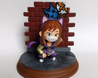 3D STL-File: A Hat in Time Nyakuza - Hat Kid Figurine (+ free diorama plate!)