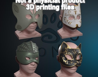 3D STL-Files: 1920s Party Mask Set for Multi Color Printing