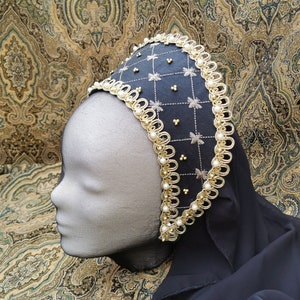 Black French Hood Renaissance Hat Tudor - Etsy