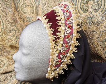 Renaissance French Hood Anne Boleyn Hat Tudor