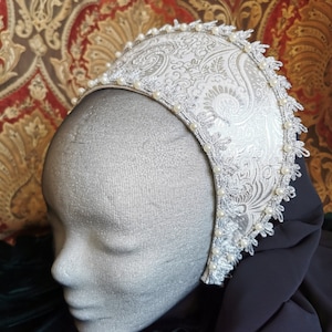 Silver French Hood Anne Boleyn Renaissance Hat Tudor