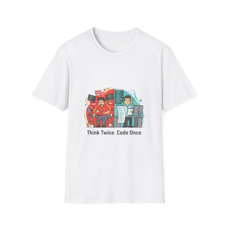 T-shirt Think Twice Code Once Programmeur Humor | Coderingsillustratie afbeelding 3