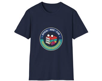 Official Nerd Club emblem T-Shirt | Stack of Books badge tee