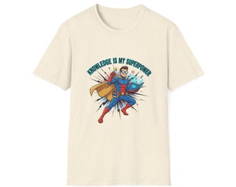 Knowledge Is My Superpower T-Shirt | Superhero Book Nerd Tee
