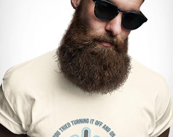 Camiseta unisex con estampado de botón de encendido, camiseta con humor informático "Apágalo y vuelve a encenderlo", camiseta de regalo para programadores de soporte técnico.