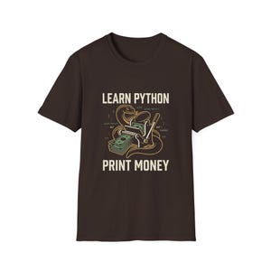 Camiseta "Aprende Python, imprime dinero", divertida camiseta gráfica para desarrolladores de Python, regalo unisex llamativo para programadores de Python y aficionados a la tecnología. imagen 6