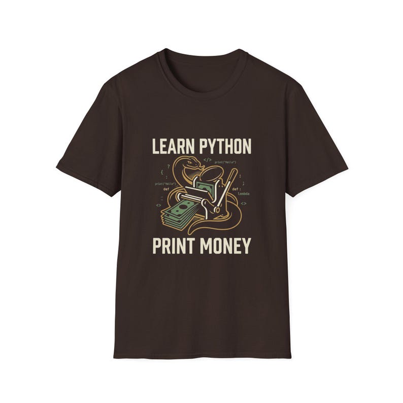 Camiseta "Aprende Python, imprime dinero", divertida camiseta gráfica para desarrolladores de Python, regalo unisex llamativo para programadores de Python y aficionados a la tecnología. imagen 6