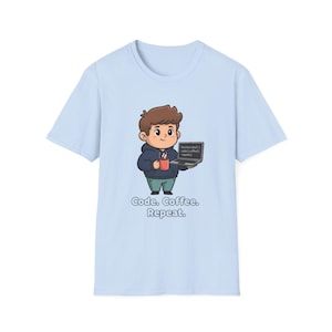 Maglietta Code Coffee Repeat / Design del programmatore