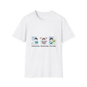 Ik schrijf code T-shirt | Comic-T-shirt voor programmeur
