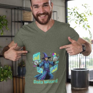 Data Wizard T-Shirt, Data Analytics Mage Charts and Graphs Graphic Tee, Unisex Gift for Data Analysts and Scientists
