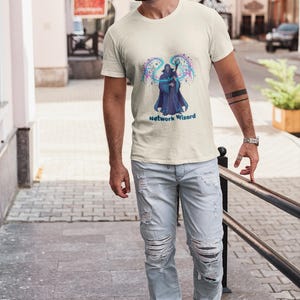 Network Wizard T-Shirt, Tech Sorcerer IT Engineer Graphic Tee, Unisex Gift for Network Engineers, Sysadmins and IT Pros