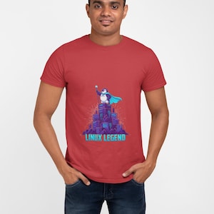 Linux Legend Penguin T-Shirt, Tech Mascot Graphic Tee, Unisex Geek Gift for Linux Users and Open Source Developers