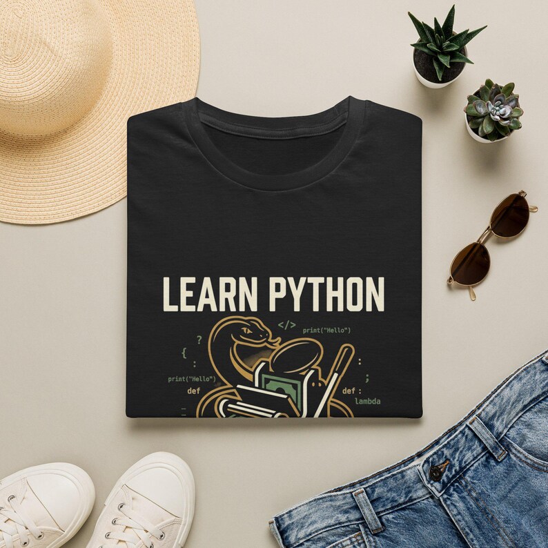 Camiseta "Aprende Python, imprime dinero", divertida camiseta gráfica para desarrolladores de Python, regalo unisex llamativo para programadores de Python y aficionados a la tecnología. imagen 3