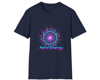 Neon Cybertech Nerd Energy T-Shirt | Retro Futuristic Design