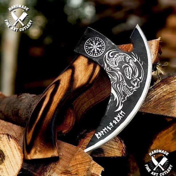 Handmade VIKING Pizza AXE Real Carbon Steel Gift for him GROOMSMEN gift Personalized Gift for husband, Christmas Gift