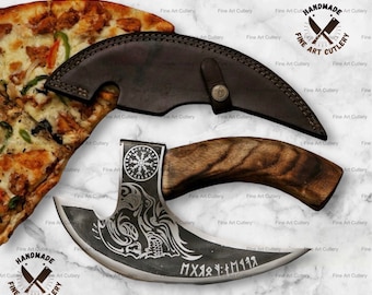 Die original benutzerdefinierte, von Hand geschmiedete Pizza Axt, Wikinger Bartaxt, Wikinger Pizzaschneider Axt, bestes Weihnachts- und Jubiläumsgeschenk für ihn