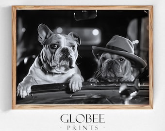 1920s Dogs Driving Car Print: Funny Vintage Wall Art (Digital Download)