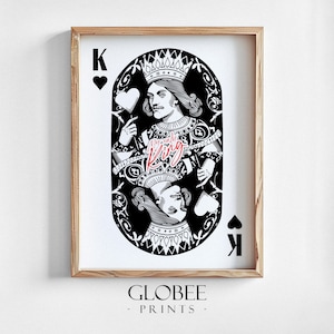My Only King Playing Card Print Gift For Her Gift For Girlfriend Poker Card Wall Art Couple Gift DIGITAL DOWNLOAD Illustrated Wall Art 339