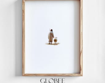 Jesus Leaves the 99 Parable of The Lost Sheep Religion Day Decor Religious Gift Jesus Good Shepherd Christian Gift Digital Wall Art 307