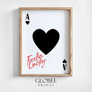 Feelin' Lucky Ace carta da gioco stampa regalo per il suo regalo per la fidanzata Poker Card Wall Art Coppia regalo DOWNLOAD DIGITALE Stampa numerologica 340