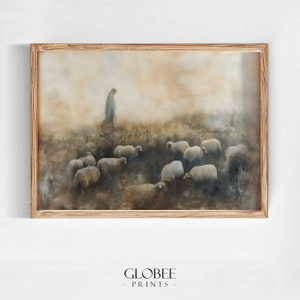 Jesus With The Sheep Religion Day Decor Religious Gift Jesus Good Shepherd Christian Gift Digital Wall Art 265