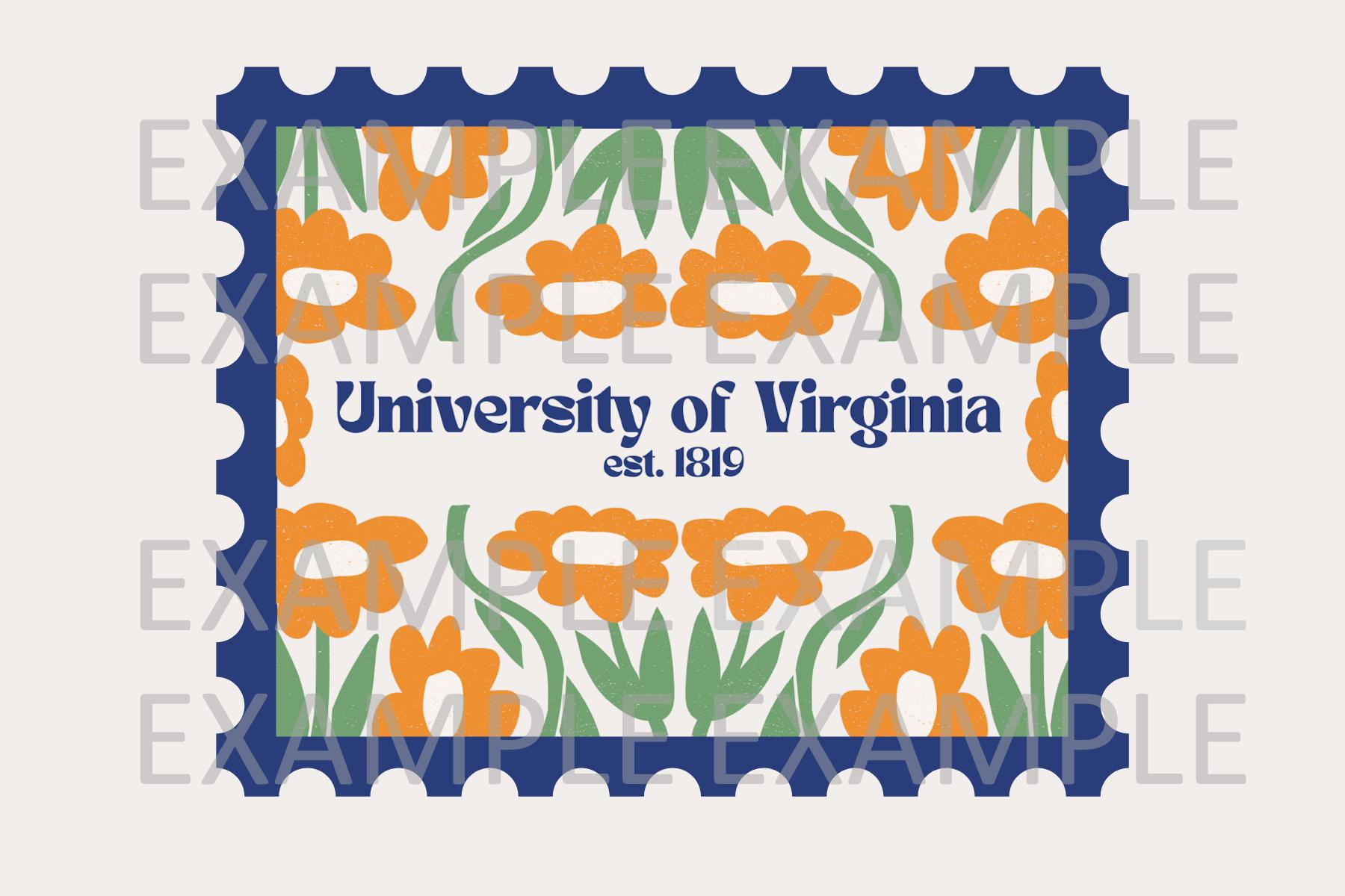 Custom College Floral Stamp Sticker Vintage University Vinyl Decal ...