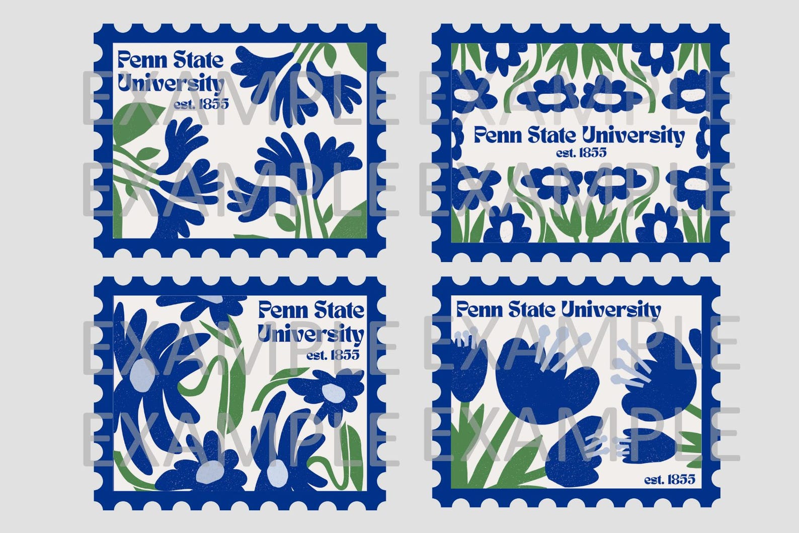 Custom College Floral Stamp Sticker Vintage University Vinyl Decal ...