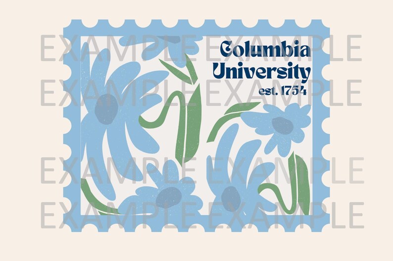 Custom College Floral Stamp Sticker Vintage University Vinyl Decal ...
