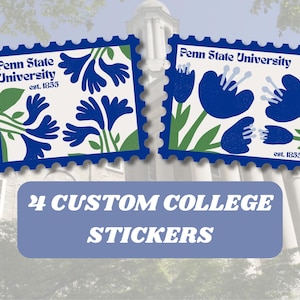 Custom College Floral Stamp Sticker Vintage University Vinyl Decal School Pride Aesthetic Graduation Gift