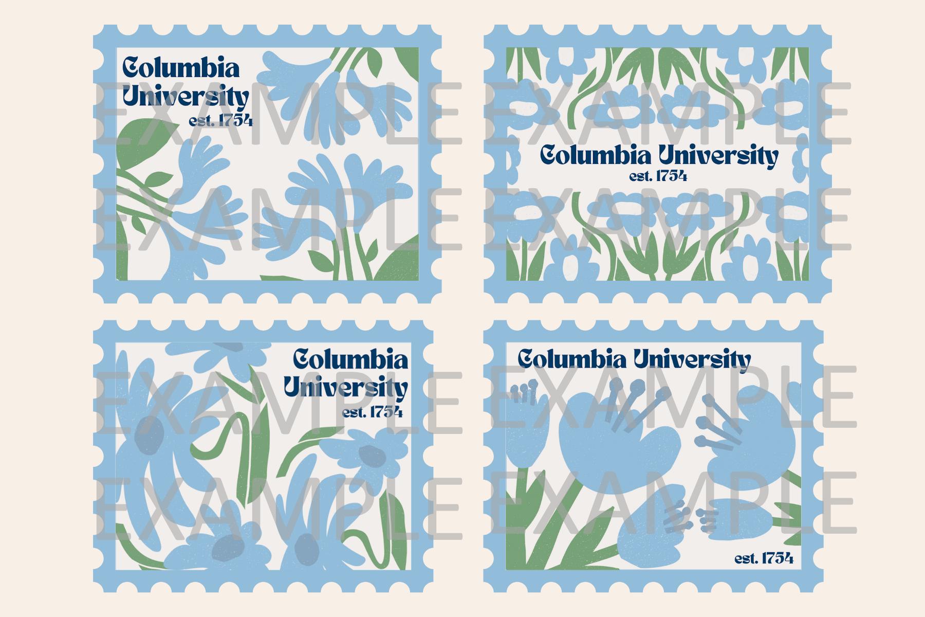 Custom College Floral Stamp Sticker Vintage University Vinyl Decal ...