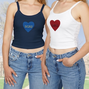 Custom College/University Heart Tank Top, Personalized Crop Top, Game Day, Tailgate, School Spirit Cami, Gift for Her