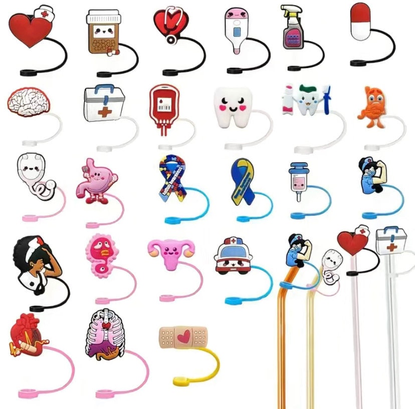 1pcs Soft PVC straw toppers medical new arrival nurse straw topper designer  brand silicone straw topper mold - AliExpress