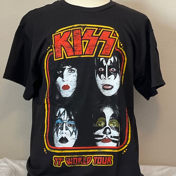 Kiss Vintage print classic rock band shirt 1977 world tour