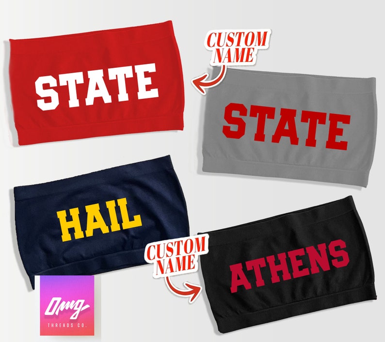 Custom College Bandeau Tube Top, Tailgate Gear, College Acceptance Gift, Personalized Any School Apparel, College Football, University Tops image 1