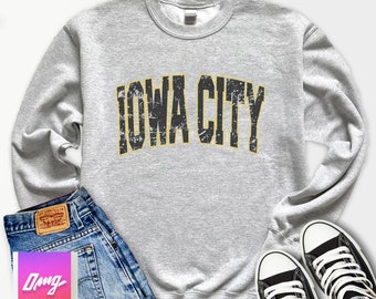 Vintage Iowa City Iowa Sweatshirt, College Football Sweatshirts for Women and Men, Varsity Tailgate Shirt, University Game Day Gift for Him